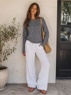 J.Crew Marled Knit Sweater Blue Gray Cotton Crewneck Relaxed Fit